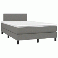 Décoshop26 - Cadre de lit LED avec sommier tête de lit matelas 120x200 cm tissu gris foncé TDL0208418 - gris 3001539247765