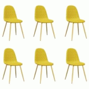 Décoshop26 - Set de 6 chaises de salle à manger en velours jaune moutarde et pieds en fer doré DEC025694 - jaune 3000255390953 Décoshop26 - Set de 6 chaises de salle à manger en velours jaune moutarde et pieds en fer doré DEC025694 - jaune 3000255390953
