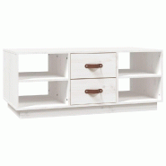Décoshop26 - Table basse de salon avec compartiments et tiroirs design moderne 100 x 50 x 41 cm bois massif de pin blanc DEC037789 - blanc Bois massi
