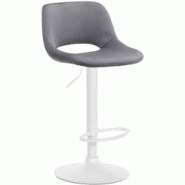 Décoshop26 - Tabouret de bar chaise haute x1 avec repose-pieds en velours gris foncé piètement métallique blanc 10_0004609 - blanc 3000252196503 Décoshop26 - Tabouret de bar chaise haute x1 avec repose-pieds en velours gris foncé piètement métallique blanc 10_0004609 - blanc 3000252196503