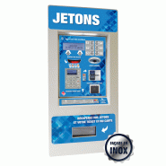 Distributeur Optimum SR - distributeur de jetons ou cartes simple d'utilisation avec 6 boutons inox poussoirs et lecteur CB sans contact