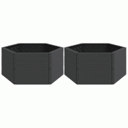 Helloshop26 - Jardinière bac lit surélevé plantes fleurs jardin terrasses de jardin lot de 2 PP anthracite 02_0038905 - 3000218088767