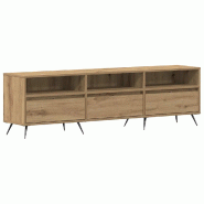Helloshop26 - Meuble TV moderne avec rangement pratique 150 x 30 x 44 cm en bois d'ingénierie chêne artisanal 02_0051818 - Bois massif 3000237108408