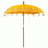 Helloshop26 - Parasol balinais rond extérieur 215 x 215 x 260 cm ombre élégante ambiance tropicale en coton jaune 02_0058822 - jaune Bambou 3000240