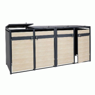 Mendler Habillage pour 4 poubelles HWC-J82, Box pour poubelles, extensible, métal 100kg, anthracite ~ aspect hêtre/bois brun clair - marron métal 2