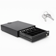 MYBE – Tiroir-caisse SGDK410 41 cm pour caisse enregistreuse / TPV, ouverture électrique RJ11, 5 compartiments billets + 8 pièces, serrure - noir