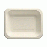 Papstar 100 barquettes scellables en canne à sucre 900 ml 4,2 cm x 18,5 cm x 23,5 cm blanc - blanc Matériau naturel 88400