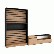 SKRAUT HOME Ensemble Meuble TV, 260x186x35cm, Pour les TV jusqu'à 65", Salon Complet, Chêne et noir - beige Bois manufacturé 88_5
