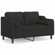 VidaXL Canapé 2 places avec oreillers décoratifs noir 120 cm tissu Modèle Zanelis - 3200841
