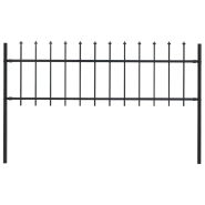 Vidaxl clôture de jardin avec dessus en lance acier 1,7 x 0,6 m noir 144923