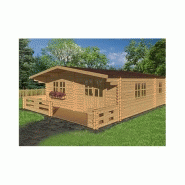 Chalet en bois plain-pied Lipki / madrier 44 mm / 44.8 m² / toit double pente