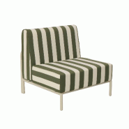 Chauffeuse rayé pour salon de jardin modulable en tissu vert kaki - vert aluminium 114800