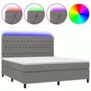 Cadre de lit LED Décoshop26 avec sommier, tête de lit réglable et matelas 160x200 cm en tissu gris foncé - TDL0208339 Cadre de lit LED Décoshop26 avec sommier, tête de lit réglable et matelas 160x200 cm en tissu gris foncé - TDL0208339