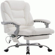Décoshop26 - Fauteuil de bureau avec fonction massage repose-pieds dossier inclinable en PVC blanc 10_0002582 - blanc 3000251098631 Décoshop26 - Fauteuil de bureau avec fonction massage repose-pieds dossier inclinable en PVC blanc 10_0002582 - blanc 3000251098631