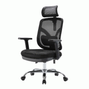 Décoshop26 - Fauteuil de bureau avec support lombaire et accoudoirs réglables en maille noir 04_0006223 - noir 3000261655596