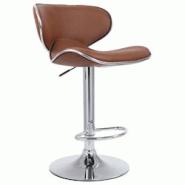 Décoshop26 - Tabouret de bar x1 pivotant design moderne en PVC marron clair support en métal chromé 10_0005075 - marron 3000252447087 Décoshop26 - Tabouret de bar x1 pivotant design moderne en PVC marron clair support en métal chromé 10_0005075 - marron 3000252447087