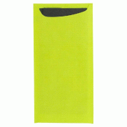 Etui pour couverts papier vert anis + serviette noire 11,2x22,5cm par 400