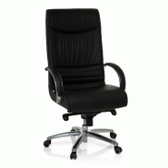 Fauteuil de direction / Chaise de bureau XXL F 400 en cuir noir  hjh OFFICE - noir cuir 600953