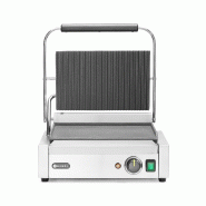 Grill de contact Panini 1/2 rainuré 1/2 lisse 340x230mm HENDI