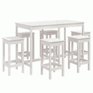 Helloshop26 - Ensemble de bar de jardin 7 pièces blanc bois de pin massif - 3000731547765