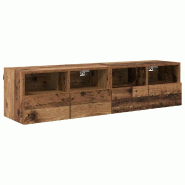 Helloshop26 - Lot de 2 meubles TV muraux pratiques design minimaliste 60 x 30 x 30 cm en bois d'ingénierie ancien 02_0052785 - Bois massif 3000237590