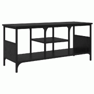 Helloshop26 - Meuble TV rectangulaire rustique 100 x 35 x 45 cm rangement efficace salon en bois chêne noir 02_0052727 - noir Bois massif 30002375607