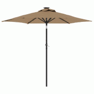 Helloshop26 - Parasol de jardin inclinable avec système à manivelle lumineux 225 x 225 x 212 cm en polyester taupe 02_0056371 - acier 3000239491423