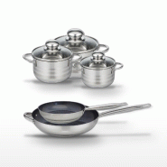 Lot de 2 Poêles Elo Profi Therm Platinum 24/32 cm et 3 Faitouts Elo Brillant 12/14/16 cm - gris inox 3176239970159