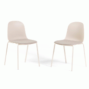 RATTATAN Set de 2 chaises en polypropylène avec coussin en tissu, design moderne, pieds en métal pour cuisine, salle à manger, bars et restaurants