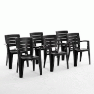 RATTATAN Set de 6 chaises monobloc en polypropylène avec fibre de verre, effet bois, empilables pour extérieur et jardin, bar et restaurant - Anita RATTATAN Set de 6 chaises monobloc en polypropylène avec fibre de verre, effet bois, empilables pour extérieur et jardin, bar et restaurant - Anita