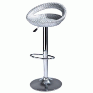 Siège de caisse argent - assise réglable en PVC de 60 à 83 cm - socle et piétement en acier chromé