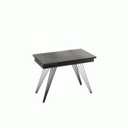 Stones Table basse pliante compacte - Structure et plateau en verre martelé fumé, design moderne et élégant 60 x 60 x 44 cm - Mobilier - gris cér