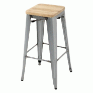 Tabourets hauts en acier galvanisé avec assise en bois Bolero Bistro (lot de 4) - GM638
