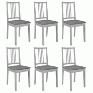 VidaXL Chaises à manger avec coussins lot de 6 gris bois solide Modèle Vega Line Pro - 276407