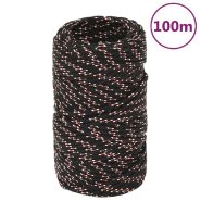 Vidaxl corde de bateau noir 2 mm 100 m polypropylène 152319