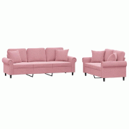 VidaXL Ensemble de canapés 2 pcs avec coussins rose velours Modèle Fervionis - 3202273