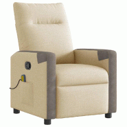 VidaXL Fauteuil de massage inclinable Crème Tissu Modèle Zervessiax - 8721158657916