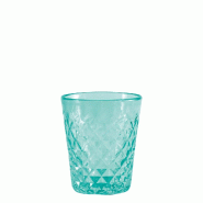Zafferano Tumbler Balloton En Verre Soufflé À La Bouche, Travail En Relief, Couleur Vert D'Eau, Lot De 6 Pièces, Capacité 35 Cl, Hauteur 9,6 Cm -