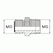 Adaptateur droit mâle ORFS x mâle gaz conique - MORFS9/16 / MGCO1/8 - Ø MG 1/8'' (9.72 mm) - Ø MO 9/16'' (14.28 mm) - OMMCO00402