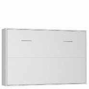 ARMOIRE LIT HORIZONTALE ESCAMOTABLE STRADA-V2 BLANC MAT COUCHAGE 140*200 CM.