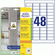 Avery Zweckform 960 étiquettes ultra-adhésives Laser blanches, format 45,7 x 21,2 mm (20 feuilles / cdt) - L7873-20