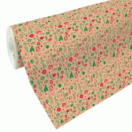 Clairefontaine Rouleau de papier kraft recyclé, 70 g/m², 50m x 0,70m, motif Déco Noël - multicolore 211725C
