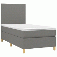 Décoshop26 - Cadre de lit LED avec sommier tête de lit matelas 100x200 cm tissu gris foncé TDL0208456 - gris 3001541147763