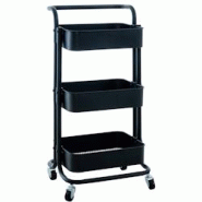 Décoshop26 - Chariot de service desserte sur roulettes rangement cuisine 3 niveaux en métal noir 10_0003065 - noir 3000251378924 Décoshop26 - Chariot de service desserte sur roulettes rangement cuisine 3 niveaux en métal noir 10_0003065 - noir 3000251378924