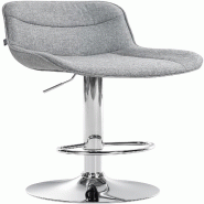Décoshop26 - Tabouret de bar x1 pivotant forme ergonomique surpiqûres décoratives en tissu gris cadre en métal chromé 10_0005845 - gris métal 30