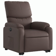 Fauteuil inclinable électrique marron similicuir Modèle Zerviane - 8721012173903
