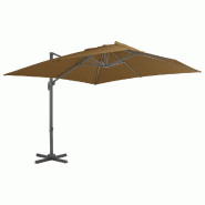 Helloshop26 - Parasol meuble de jardin en porte-à-fau x avec mât en aluminium 300 x 300 cm taupe 02_0008616 - 3000459582727