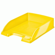 LEITZ Lot de 5 Corbeille à courrier Plus Wow A4, en polystyrène choc, coloris jaune - jaune 52263016