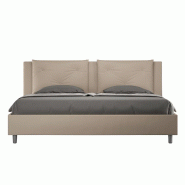 Lit Double King Size Avec Sommier Rembourré 200X200 Appia Simili Cuir Gris Tourterelle - marron VE2020APPI023-CR