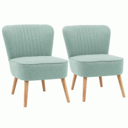 Oviala Business Lot de 2 fauteuils style crapaud en tissu bleu clair - bleu polyester 114918